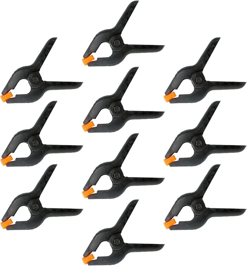 Aphila 10 Pack 4.5 Inch Plastic Spring Clamps, Black Heavy Duty Clips, Spring Clamps for Balloon Arch, Backdrop Stand, Banner, Woodworking, Photography, Crafts, Garland Clips, Medium Clamp with Soft Tips - Image 1